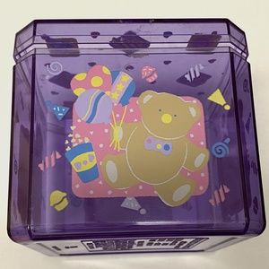 Sanrio Vintage 1988 Bears Purple Plastic Container for Jewelry & Items Retro